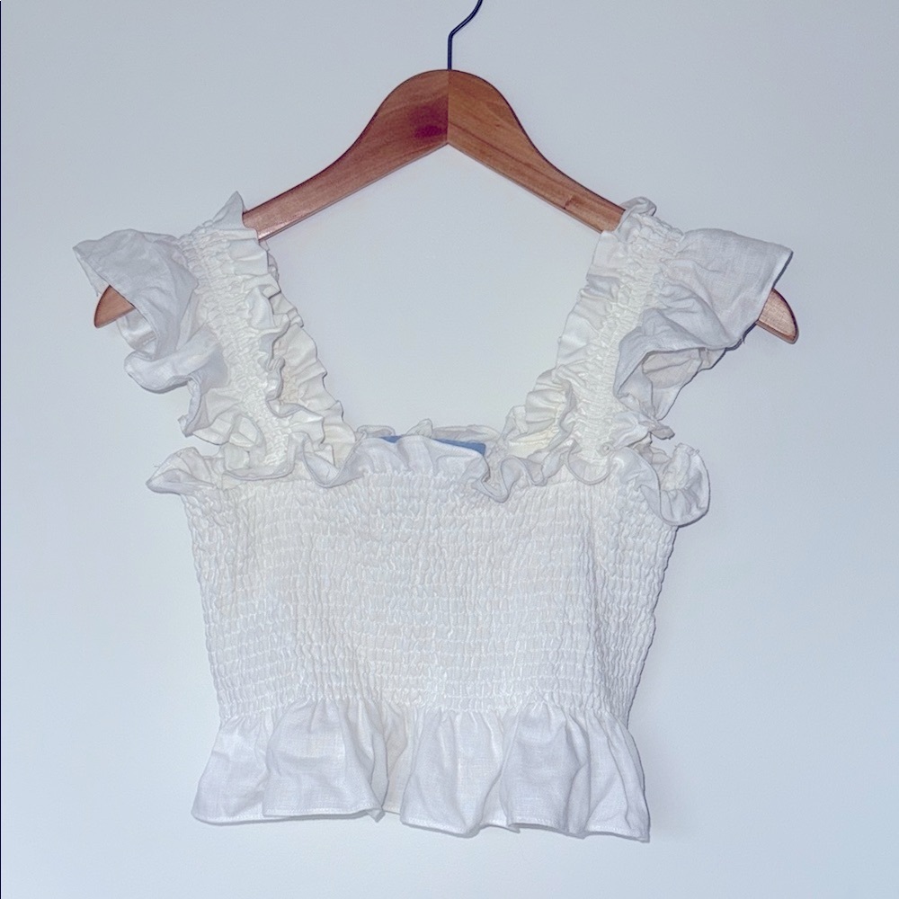 Hill House Home Paz Ellie Top White Linen | Sz Sm